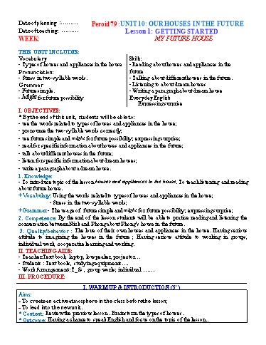 Kế hoạch bài dạy Tiếng Anh Lớp 6 Global Success theo CV5512 - Unit 10: Our houses in the future - Lesson 1: Getting started Kế hoạch bài dạy Tiếng Anh Lớp 6 Global Success theo CV5512 - Unit 10: Our houses in the future - Lesson 1: Getting started