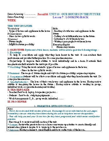 Kế hoạch bài dạy Tiếng Anh Lớp 6 Global Success theo CV5512 - Unit 10: Our houses in the future - Lesson 7: Looking back Kế hoạch bài dạy Tiếng Anh Lớp 6 Global Success theo CV5512 - Unit 10: Our houses in the future - Lesson 7: Looking back