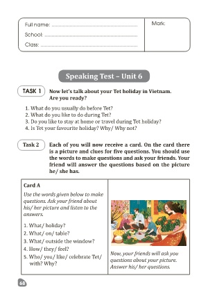 Kiểm tra Speaking Tiếng Anh Lớp 6 Global Success - Unit 6 - Năm học 2021-2022 Kiểm tra Speaking Tiếng Anh Lớp 6 Global Success - Unit 6 - Năm học 2021-2022