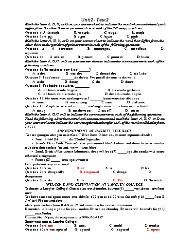 Kiểm tra Tiếng Anh Lớp 12 Global Success - Unit 2: A multicultural world - Test 2 (Có đáp án)