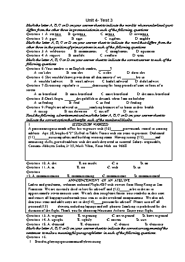 Kiểm tra Tiếng Anh Lớp 12 Global Success - Unit 4: Urbanisation - Test 3 (Có đáp án)