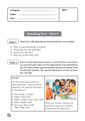 Kiểm tra Tiếng Anh Lớp 6 Global Success - Phần: Speaking - Unit 3 Kiểm tra Tiếng Anh Lớp 6 Global Success - Phần: Speaking - Unit 3