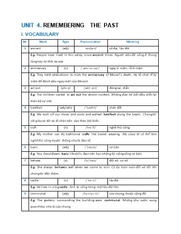 Luyện tập chuyên sâu Tiếng Anh Lớp 9 Global Success - Unit 4: Remembering the past