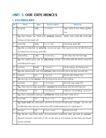 Luyện tập chuyên sâu Tiếng Anh Lớp 9 Global Success - Unit 5: Our experiences