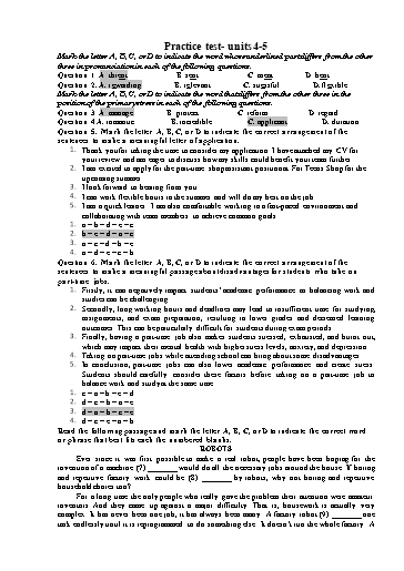Luyện tập kiểm tra học kì 1 Tiếng Anh Lớp 12 Global Success - Unit 4+5 (Có đáp án)