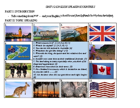 Luyện tập Speaking Tiếng Anh Lớp 7 Global Success - Unit 12: English speaking countries