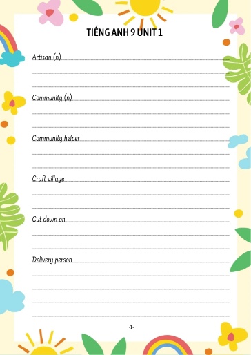 Luyện viết từ vựng Tiếng Anh Lớp 9 Global Success