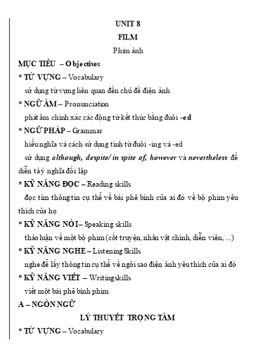 Lý thuyết và bài tập vận dụng Tiếng Anh Lớp 7 Global Success - Unit 8: Films (Có đáp án) Lý thuyết và bài tập vận dụng Tiếng Anh Lớp 7 Global Success - Unit 8: Films (Có đáp án)