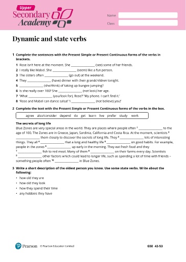 Ngữ pháp Tiếng Anh Lớp 11 Global Success - Dynamic and state verbs (Có đáp án)