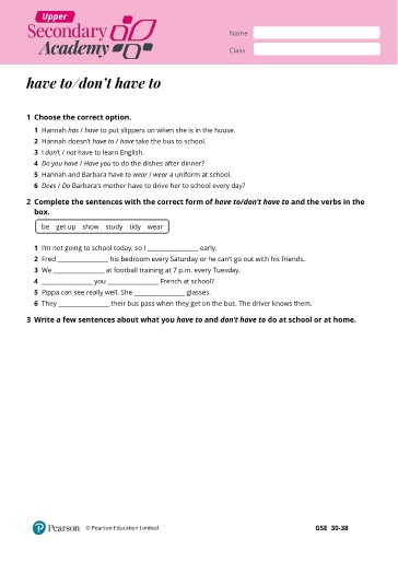 Ngữ pháp Tiếng Anh Lớp 11 Global Success - Modal verbs: Have to, don’t have to (Có đáp án)