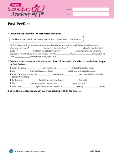 Ngữ pháp Tiếng Anh Lớp 11 Global Success - Past perfect (Có đáp án)