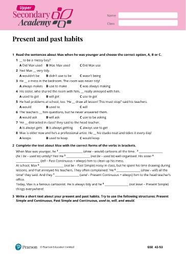 Ngữ pháp Tiếng Anh Lớp 11 Global Success - Present and past habits (Có đáp án)