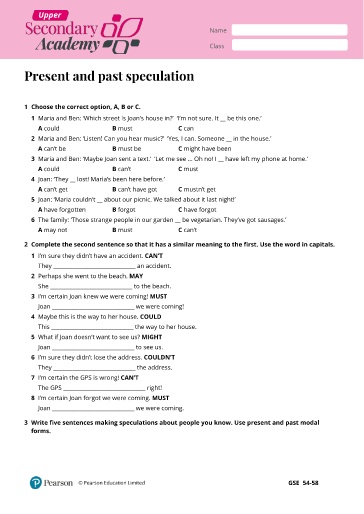 Ngữ pháp Tiếng Anh Lớp 11 Global Success - Present and past speculation (Có đáp án)