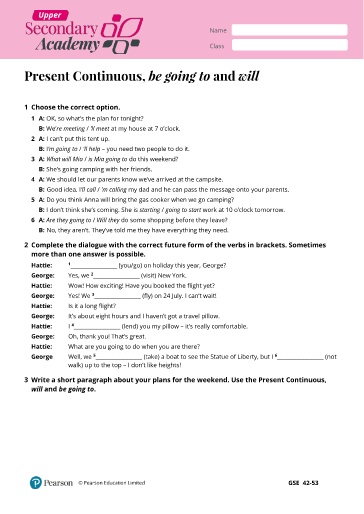 Ngữ pháp Tiếng Anh Lớp 11 Global Success - Present continuous, be going to and will (Có đáp án)