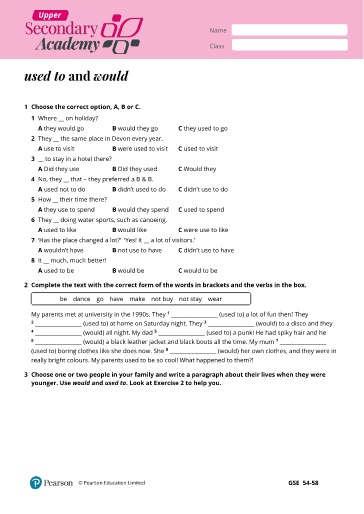 Ngữ pháp Tiếng Anh Lớp 11 Global Success - Used to and would (Có đáp án)