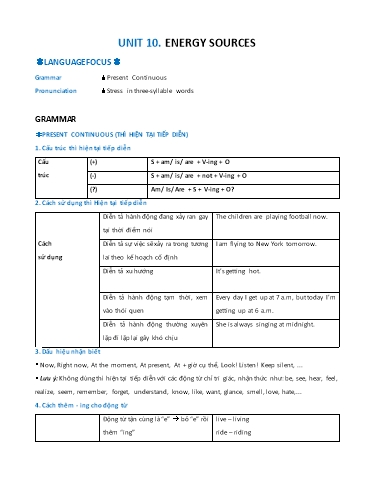 Ngữ pháp và bài tập Tiếng Anh Lớp 7 Global Success - Unit 10: Energy sources (Có đáp án)