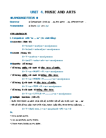 Ngữ pháp và bài tập Tiếng Anh Lớp 7 Global Success - Unit 4: Music and arts (Có đáp án)