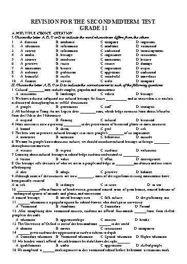 Ôn tập kiểm tra giữa học kì 2 Tiếng Anh Lớp 11 Global Success - Năm học 2023-2024