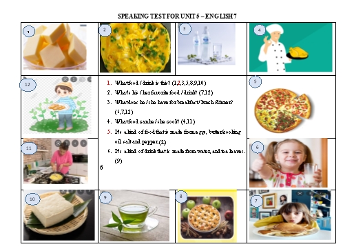 Ôn tập kiểm tra Speaking Tiếng Anh Lớp 7 Global Success - Unit 5: Food and drink