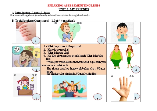 Topic Speaking Tiếng Anh Lớp 6 Global Success - Unit 3: My friends