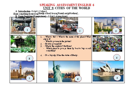 Topic Speaking Tiếng Anh Lớp 6 Global Success - Unit 9: Cities of the world