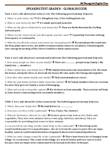 Topic Tiếng Anh Lớp 8 Global Success - Chương trình học kì 1