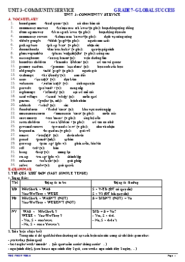 Từ vựng và ngữ pháp Tiếng Anh Lớp 7 Global Success - Unit 3: Community service
