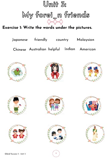 Bài tập bổ trợ Tiếng Anh Lớp 5 Global Success - Unit 3: My foreign friends (Có file nghe) Bài tập bổ trợ Tiếng Anh Lớp 5 Global Success - Unit 3: My foreign friends (Có file nghe)