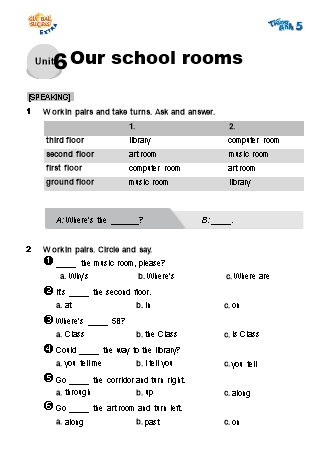 Bài tập bổ trợ Tiếng Anh Lớp 5 Global Success - Unit 6: Our school rooms (Có file nghe và đáp án) Bài tập bổ trợ Tiếng Anh Lớp 5 Global Success - Unit 6: Our school rooms (Có file nghe và đáp án)