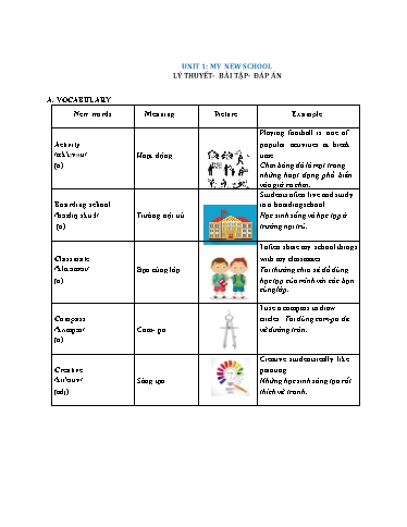 Bài tập bổ trợ Tiếng Anh Lớp 6 Global Success - Unit 1: My new school (Có đáp án) Bài tập bổ trợ Tiếng Anh Lớp 6 Global Success - Unit 1: My new school (Có đáp án)