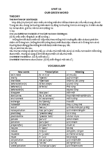 Bài tập bổ trợ Tiếng Anh Lớp 6 Global Success - Unit 11: Our green word (Có file nghe và đáp án) Bài tập bổ trợ Tiếng Anh Lớp 6 Global Success - Unit 11: Our green word (Có file nghe và đáp án)