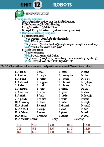 Bài tập bổ trợ Tiếng Anh Lớp 6 Global Success - Unit 12: Robots (Kèm file nghe và đáp án) Bài tập bổ trợ Tiếng Anh Lớp 6 Global Success - Unit 12: Robots (Kèm file nghe và đáp án)
