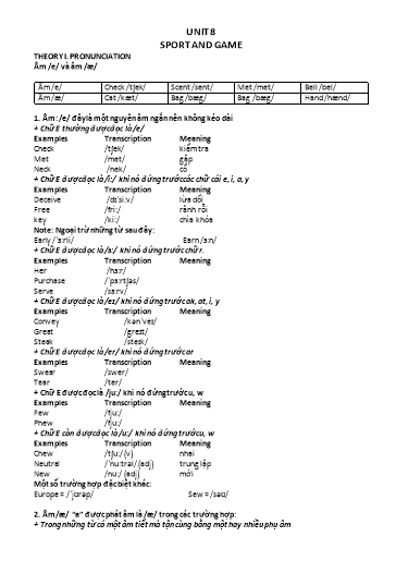 Bài tập bổ trợ Tiếng Anh Lớp 6 Global Success - Unit 8: Sport and game (Có file nghe và đáp án)
