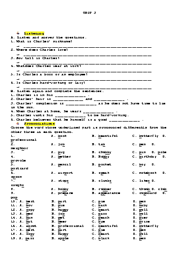 Bài tập chuyên sâu Tiếng Anh Lớp 6 Global Success - Unit 3 (Có file nghe và đáp án) Bài tập chuyên sâu Tiếng Anh Lớp 6 Global Success - Unit 3 (Có file nghe và đáp án)