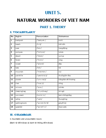 Bài tập tăng cường Tiếng Anh Lớp 6 Global Success - Unit 5: Natural wonders of Viet Nam (Có file nghe và đáp án)