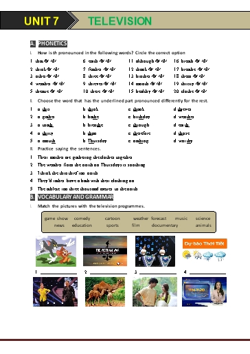 Bài tập Tiếng Anh Lớp 6 Global Success - Unit 7: Television (Có đáp án) Bài tập Tiếng Anh Lớp 6 Global Success - Unit 7: Television (Có đáp án)