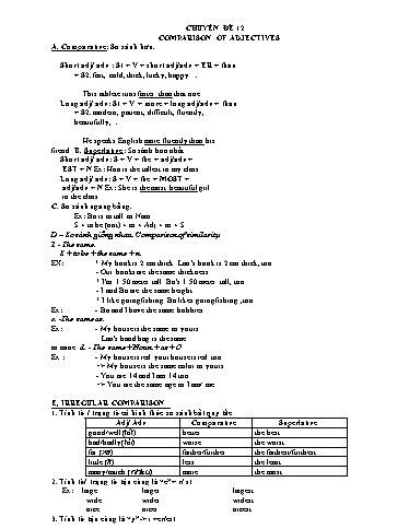 Bồi dưỡng học sinh giỏi môn Tiếng Anh Lớp 6 Global Success - Chuyên đề 12: Comparison of adjectives Bồi dưỡng học sinh giỏi môn Tiếng Anh Lớp 6 Global Success - Chuyên đề 12: Comparison of adjectives