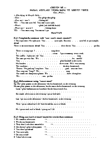 Bồi dưỡng học sinh giỏi môn Tiếng Anh Lớp 6 Global Success - Chuyên đề 11: Modal auxilary verbs Bồi dưỡng học sinh giỏi môn Tiếng Anh Lớp 6 Global Success - Chuyên đề 11: Modal auxilary verbs