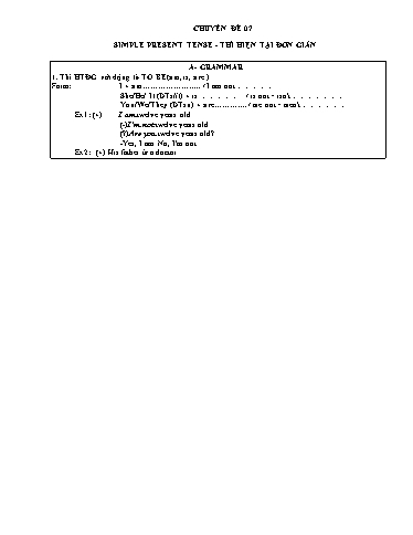 Bồi dưỡng học sinh giỏi môn Tiếng Anh Lớp 6 Global Success - Chuyên đề 7: Simple present tense Bồi dưỡng học sinh giỏi môn Tiếng Anh Lớp 6 Global Success - Chuyên đề 7: Simple present tense