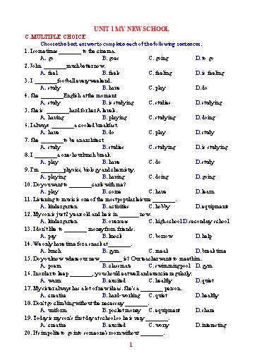 Chuyên đề dạy thêm Tiếng Anh Lớp 6 Global Success (Unit 1-6) - Multiple choice (Có đáp án)