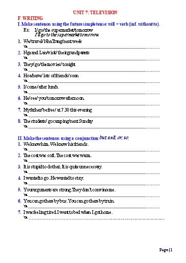 Chuyên đề dạy thêm Tiếng Anh Lớp 6 Global Success (Unit 7-12) - Writing (Có đáp án)