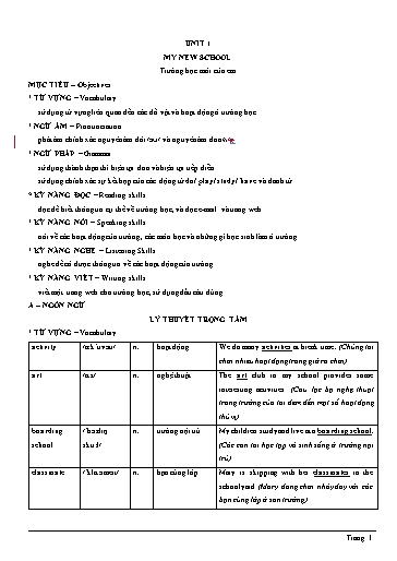 Chuyên đề Tiếng Anh Lớp 6 Global Success - Unit 1: My new school (Có file nghe)