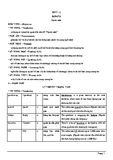 Chuyên đề Tiếng Anh Lớp 6 Global Success - Unit 12: Robots (Có file nghe)