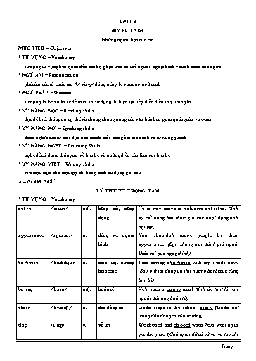 Chuyên đề Tiếng Anh Lớp 6 Global Success - Unit 3: My friends (Có file nghe)