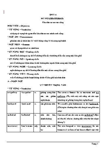 Chuyên đề Tiếng Anh Lớp 6 Global Success - Unit 4: My neighbourhood (Có file nghe)