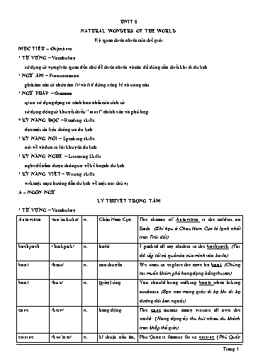 Chuyên đề Tiếng Anh Lớp 6 Global Success - Unit 5: Natural wonders of the world (Có file nghe)