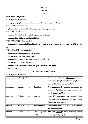 Chuyên đề Tiếng Anh Lớp 6 Global Success - Unit 7: Television (Có file nghe)