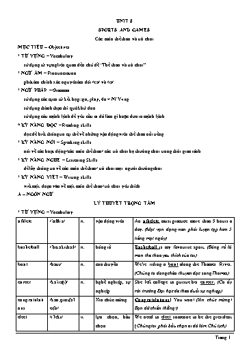 Chuyên đề Tiếng Anh Lớp 6 Global Success - Unit 8: Sports and games (Có file nghe)