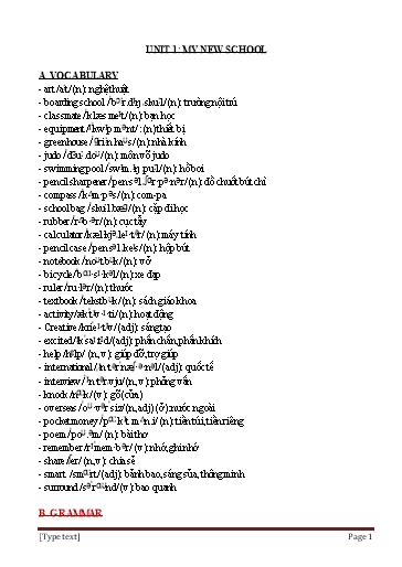 Kế hoạch bài dạy thêm Tiếng Anh Lớp 6 Global Success - Unit 1: My new school Kế hoạch bài dạy thêm Tiếng Anh Lớp 6 Global Success - Unit 1: My new school